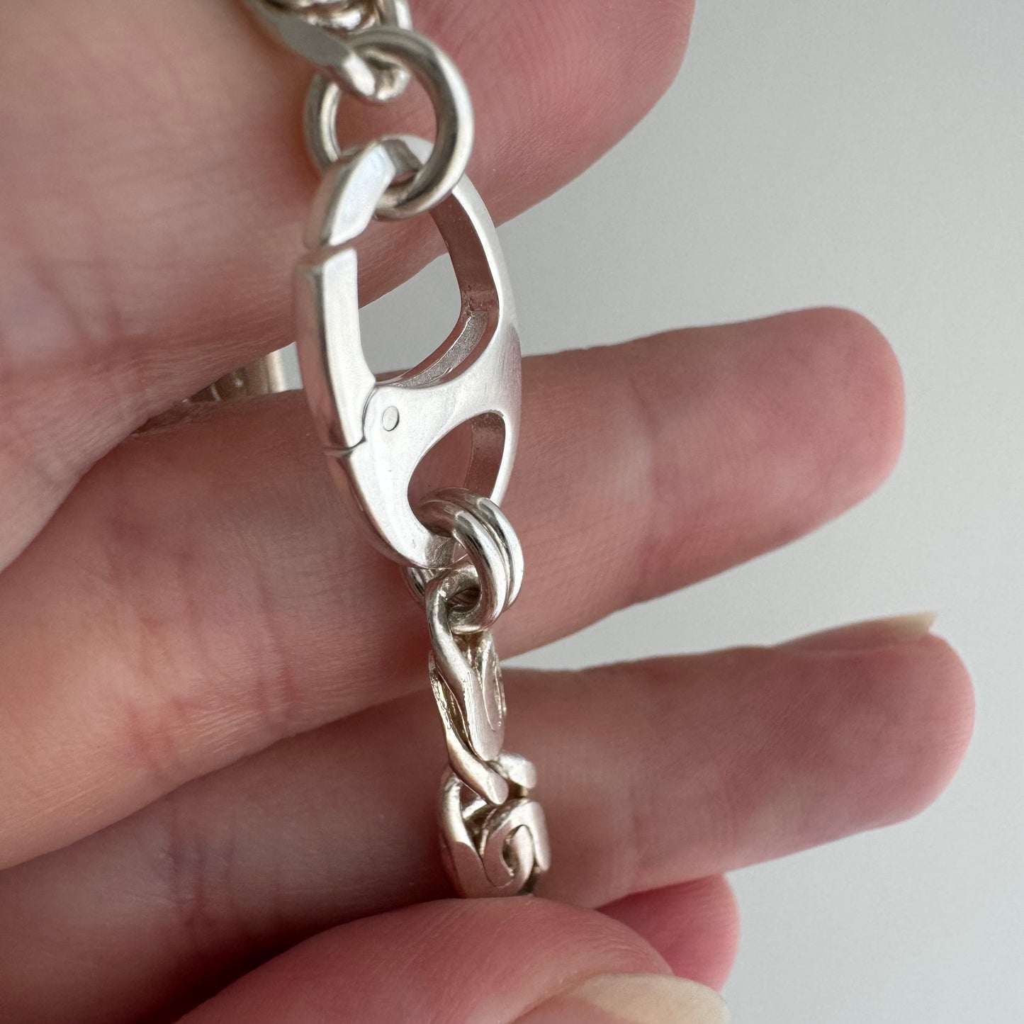 reimagined V I N T A G E // modern watch chain / sterling silver spiral link chain necklace with a charm holder clasp / 22.75", 26.1g