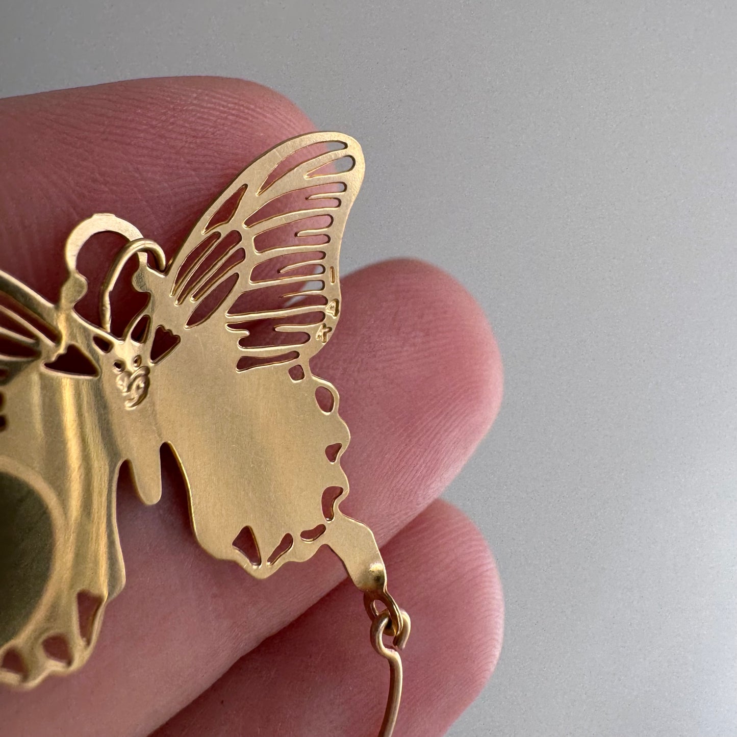 E S T A T E // on the other side of change / 14k yellow gold butterfly charm holder connector / a charm holder
