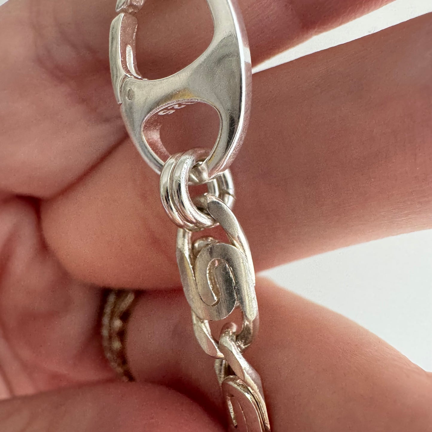 reimagined V I N T A G E // modern watch chain / sterling silver spiral link chain necklace with a charm holder clasp / 22.75", 26.1g