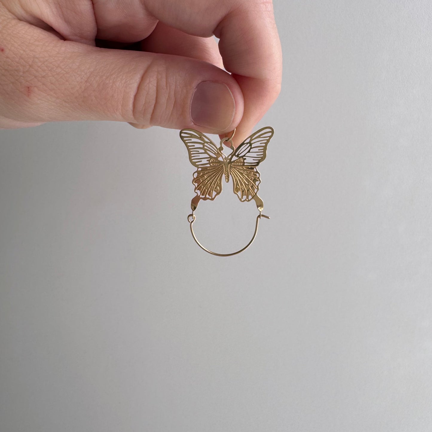 E S T A T E // on the other side of change / 14k yellow gold butterfly charm holder connector / a charm holder