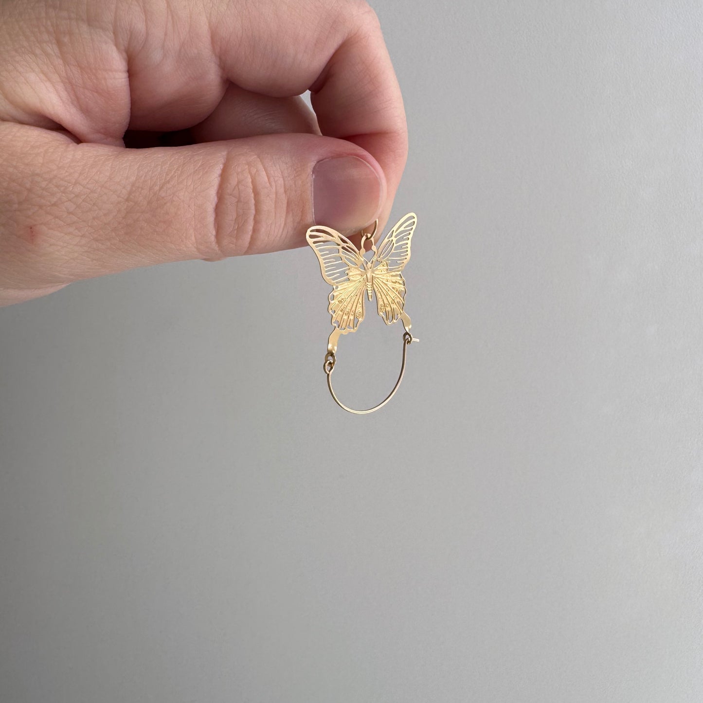 E S T A T E // on the other side of change / 14k yellow gold butterfly charm holder connector / a charm holder