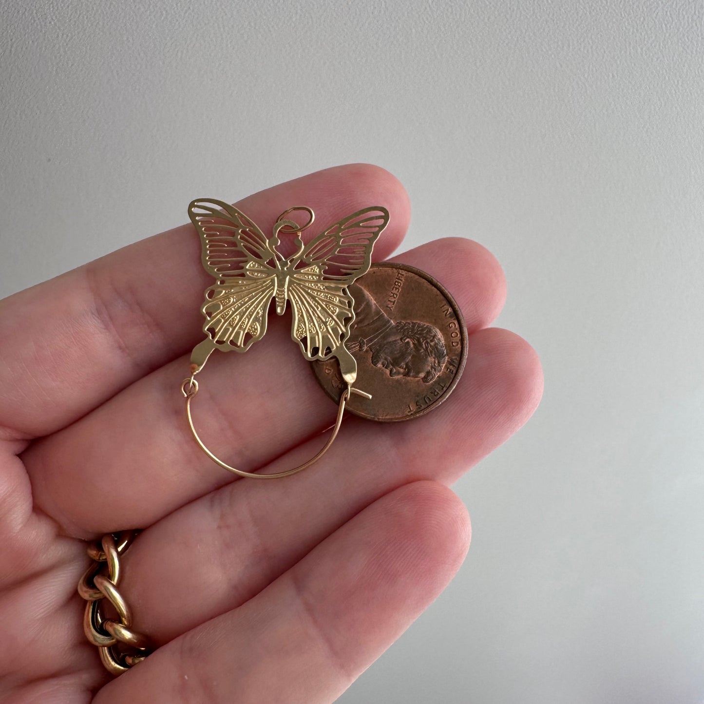 E S T A T E // on the other side of change / 14k yellow gold butterfly charm holder connector / a charm holder