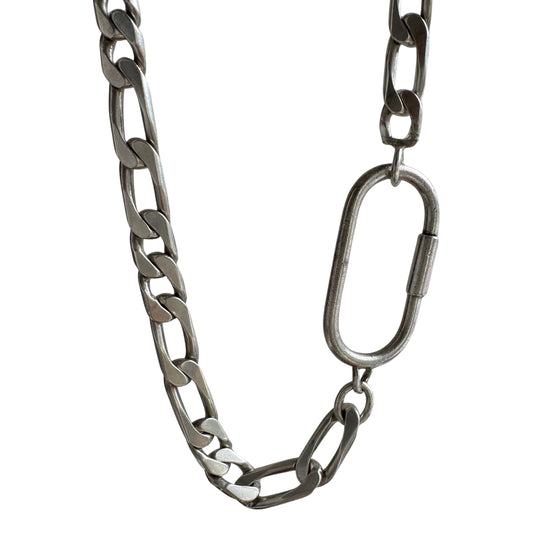 reimagined V I N T A G E // connected possibilities / sterling silver heavy figaro chain with connector clasp / 19.5", 60.7h