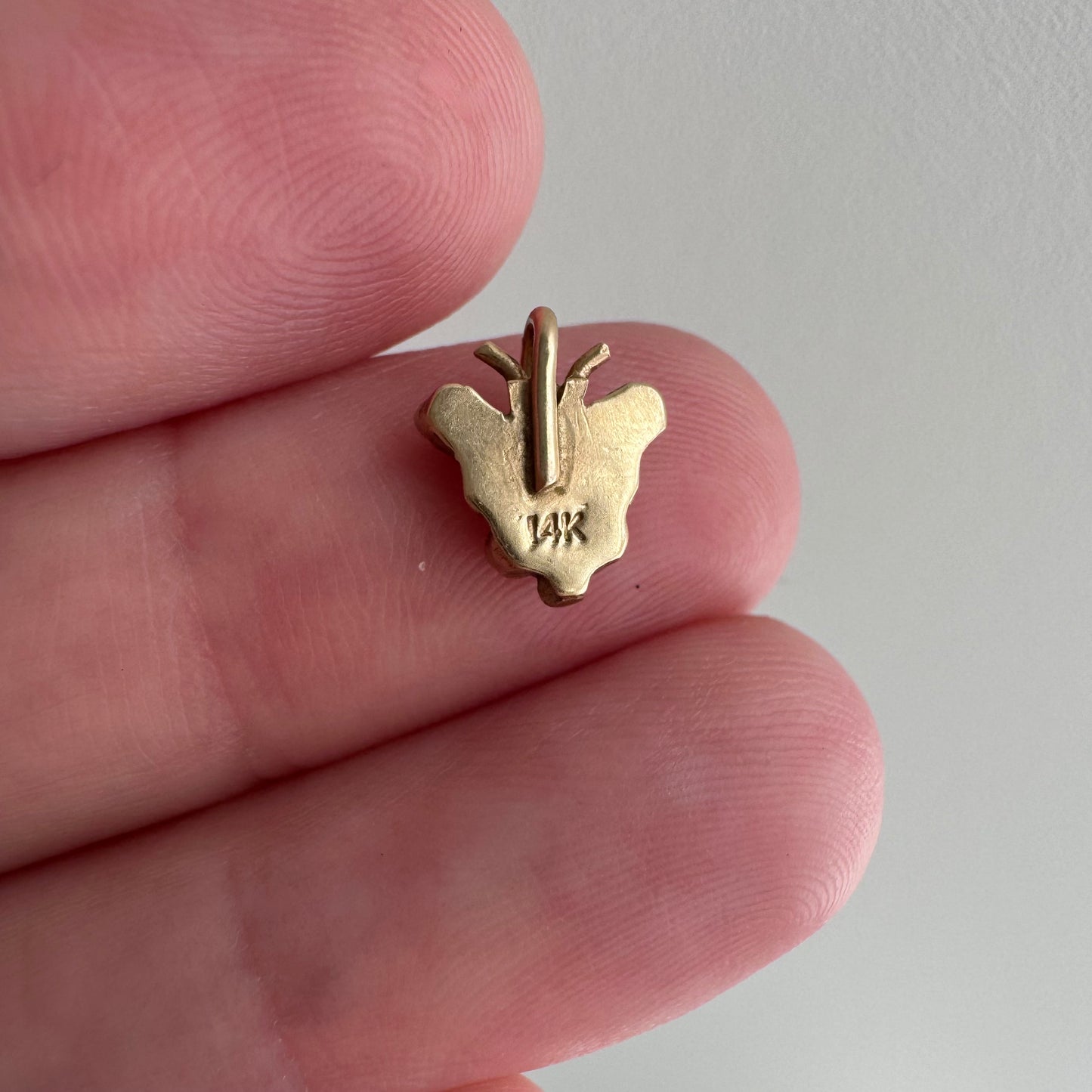 V I N T A G E // metamorphosis / 14k and turquoise teeny tiny butterfly / a pendant