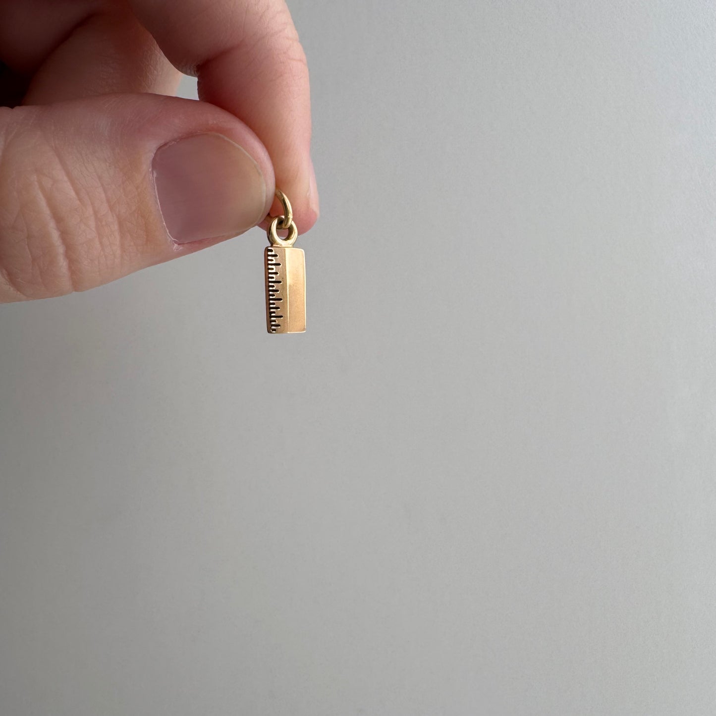 V I N T A G E // golden rule / 10k yellow gold dainty ruler charm / a service award pendant