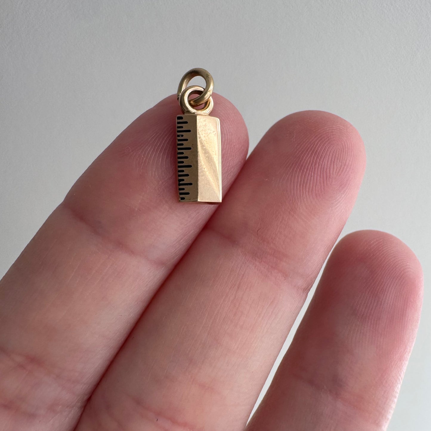 V I N T A G E // golden rule / 10k yellow gold dainty ruler charm / a service award pendant