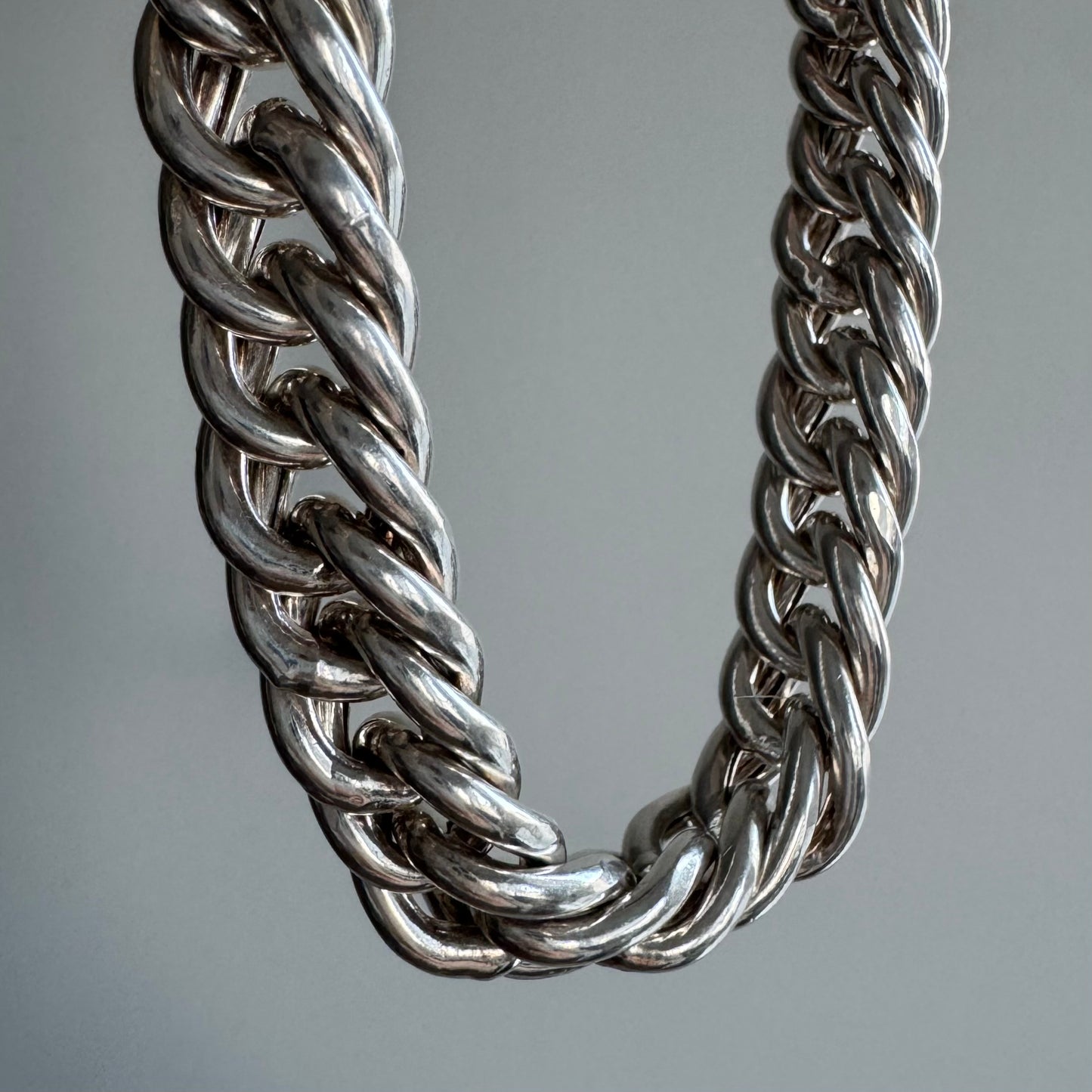 P R E - L O V E D // chunkiest curb / sterling silver wide curb chain necklace / 17.75", 80g