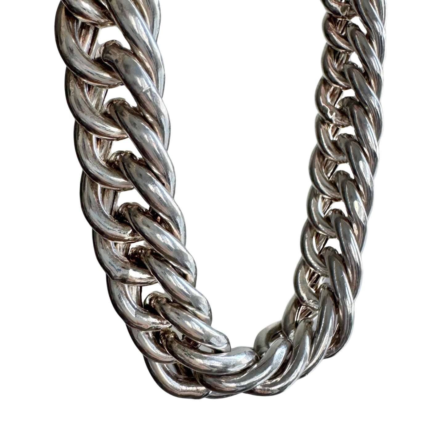 P R E - L O V E D // chunkiest curb / sterling silver wide curb chain necklace / 17.75", 80g