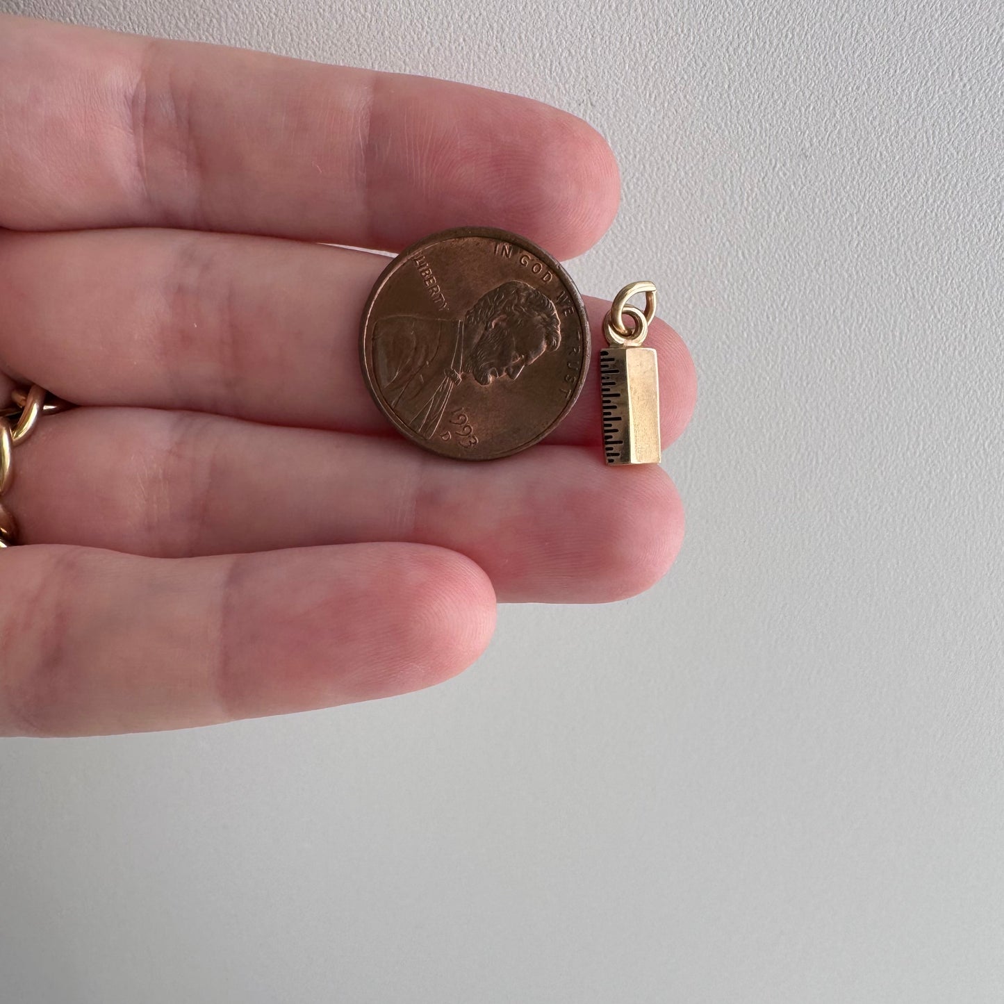 V I N T A G E // golden rule / 10k yellow gold dainty ruler charm / a service award pendant