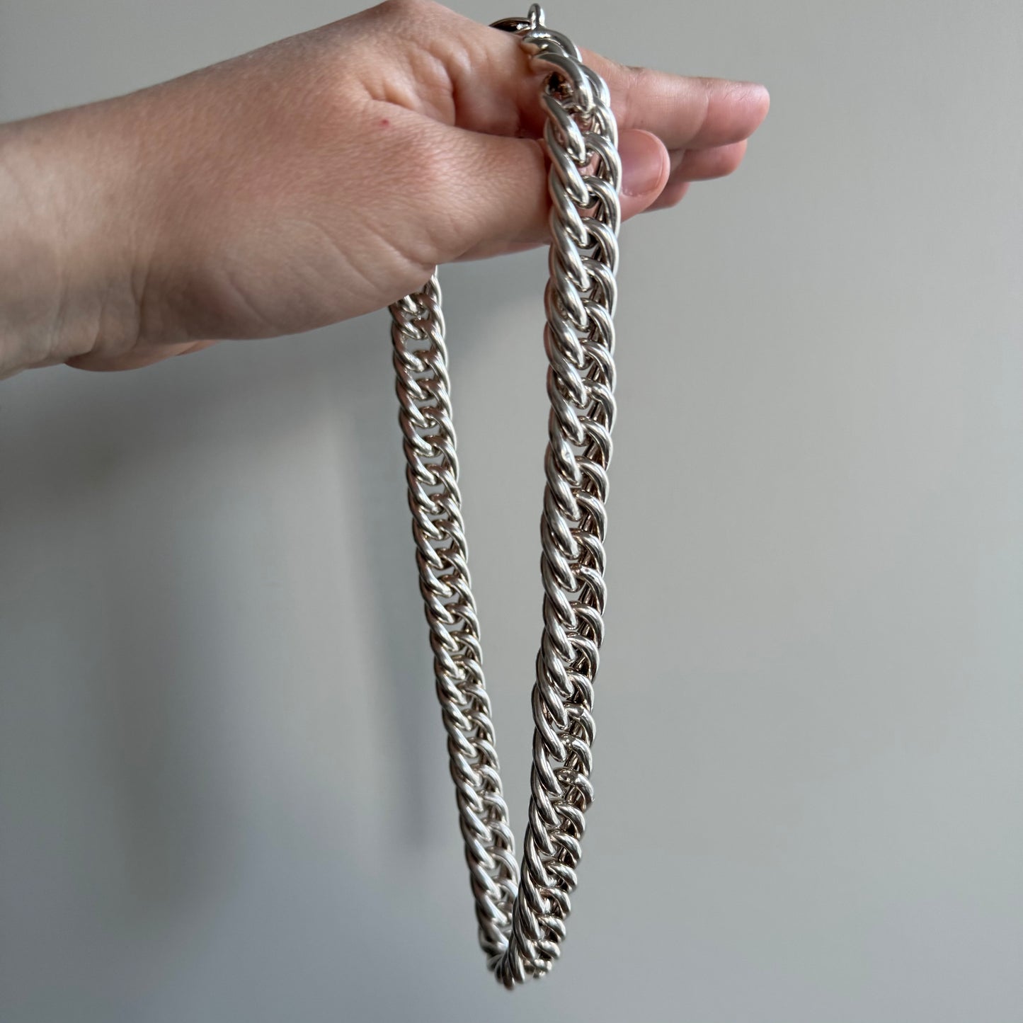 P R E - L O V E D // chunkiest curb / sterling silver wide curb chain necklace / 17.75", 80g