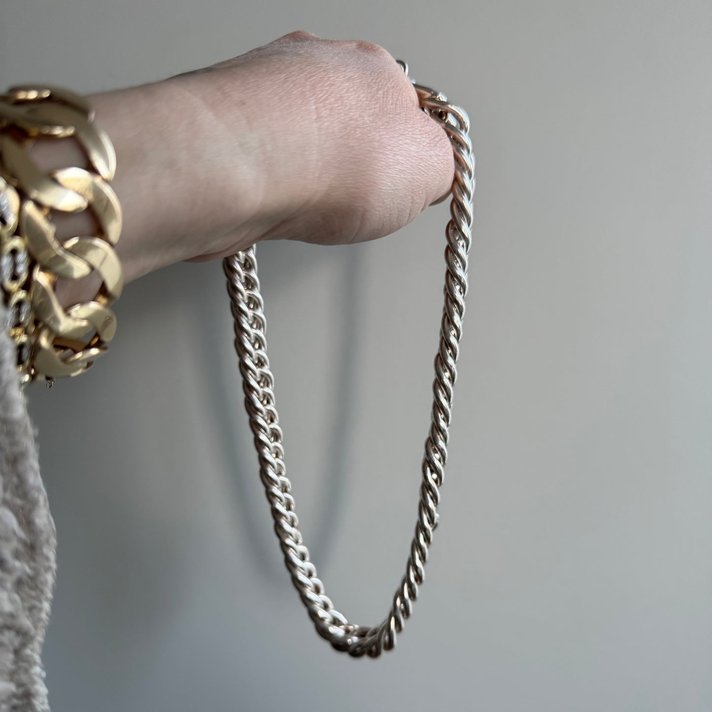 P R E - L O V E D // chunkiest curb / sterling silver wide curb chain necklace / 17.75", 80g