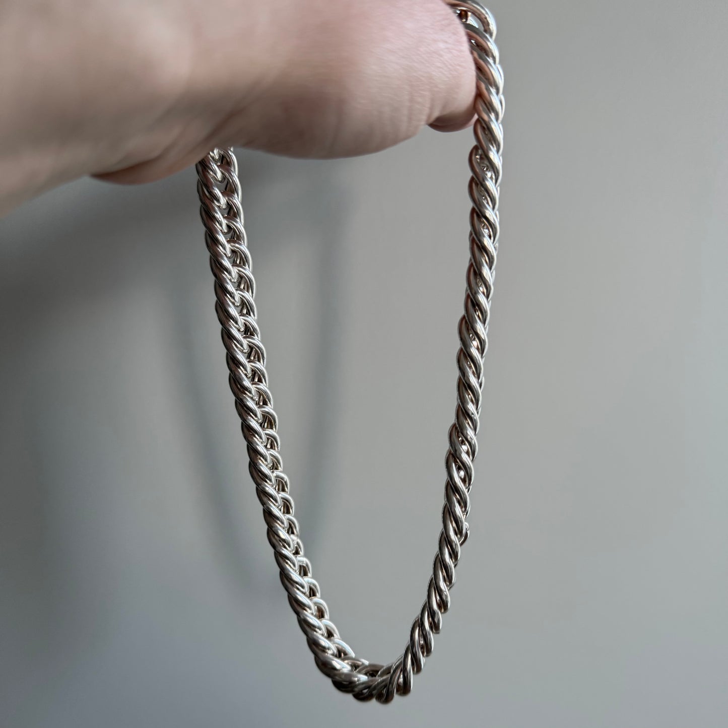 P R E - L O V E D // chunkiest curb / sterling silver wide curb chain necklace / 17.75", 80g