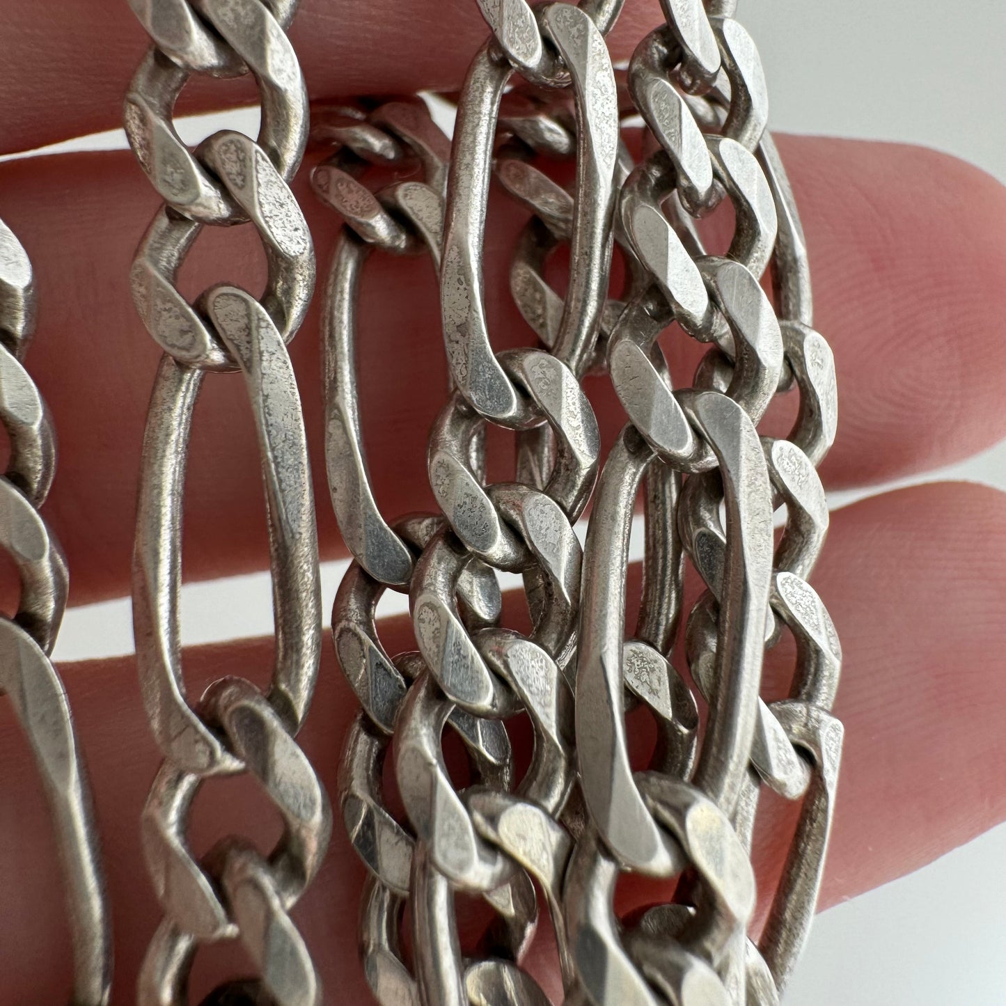 reimagined V I N T A G E // handcuff clasp / re-worked sterling silver figaro chain / 21", 20.4g