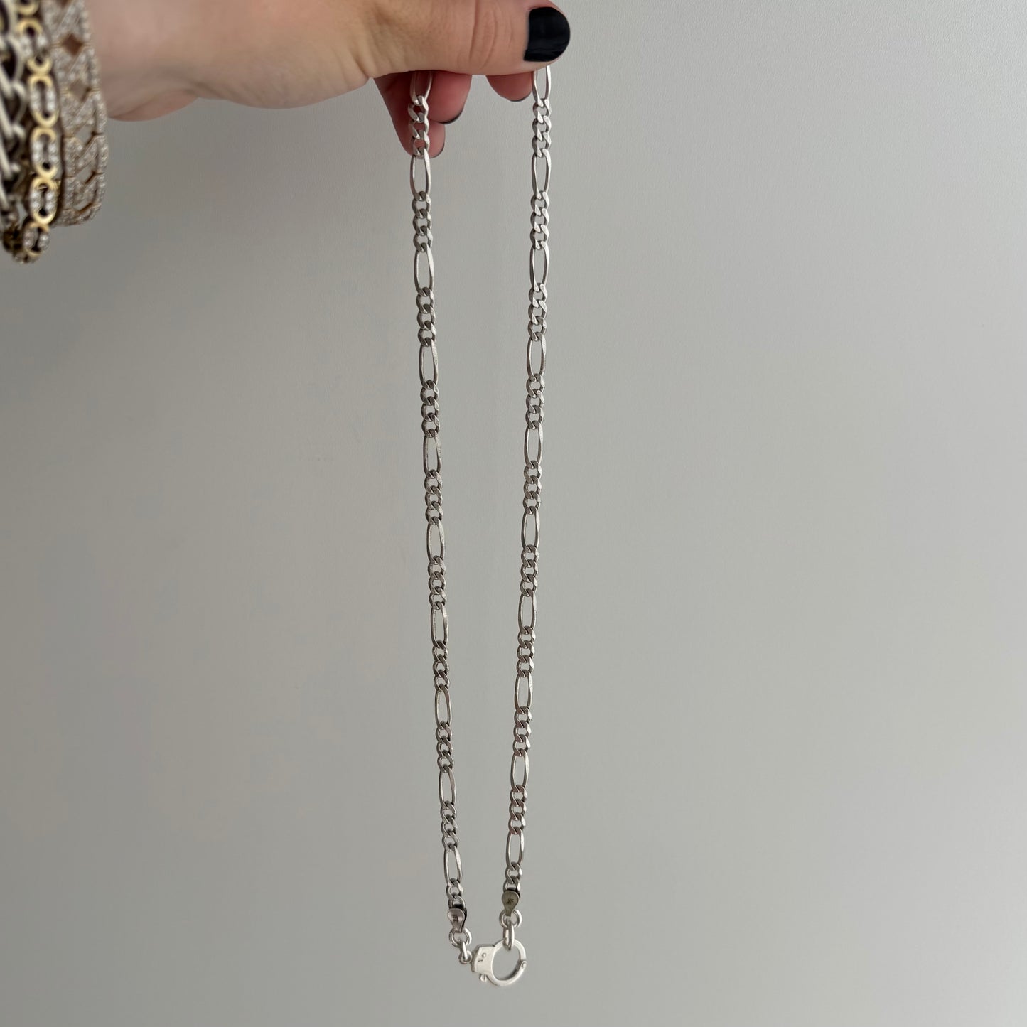 reimagined V I N T A G E // handcuff clasp / re-worked sterling silver figaro chain / 21", 20.4g