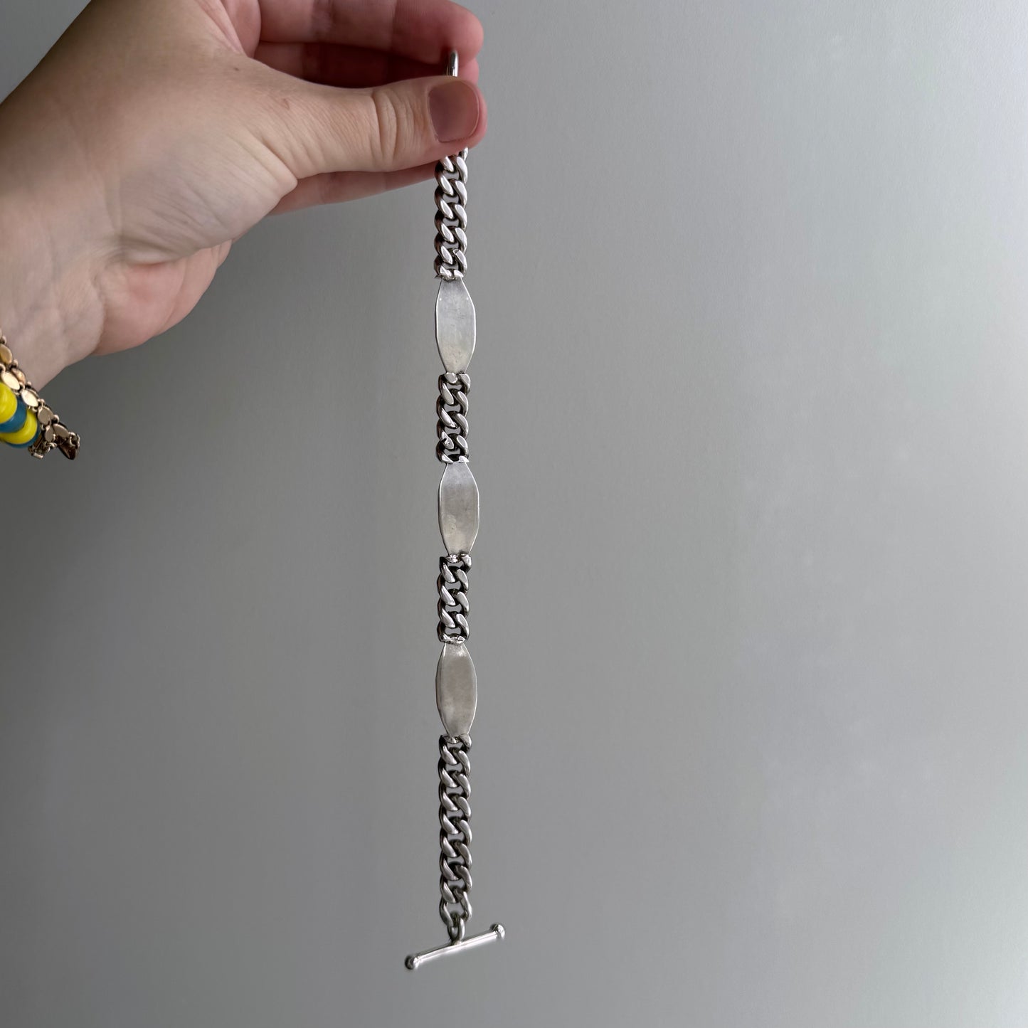 V I N T A G E // possibility trilogy / sterling silver Mexican artisan chunky curb ID station bracelet / ~8", 32.2g