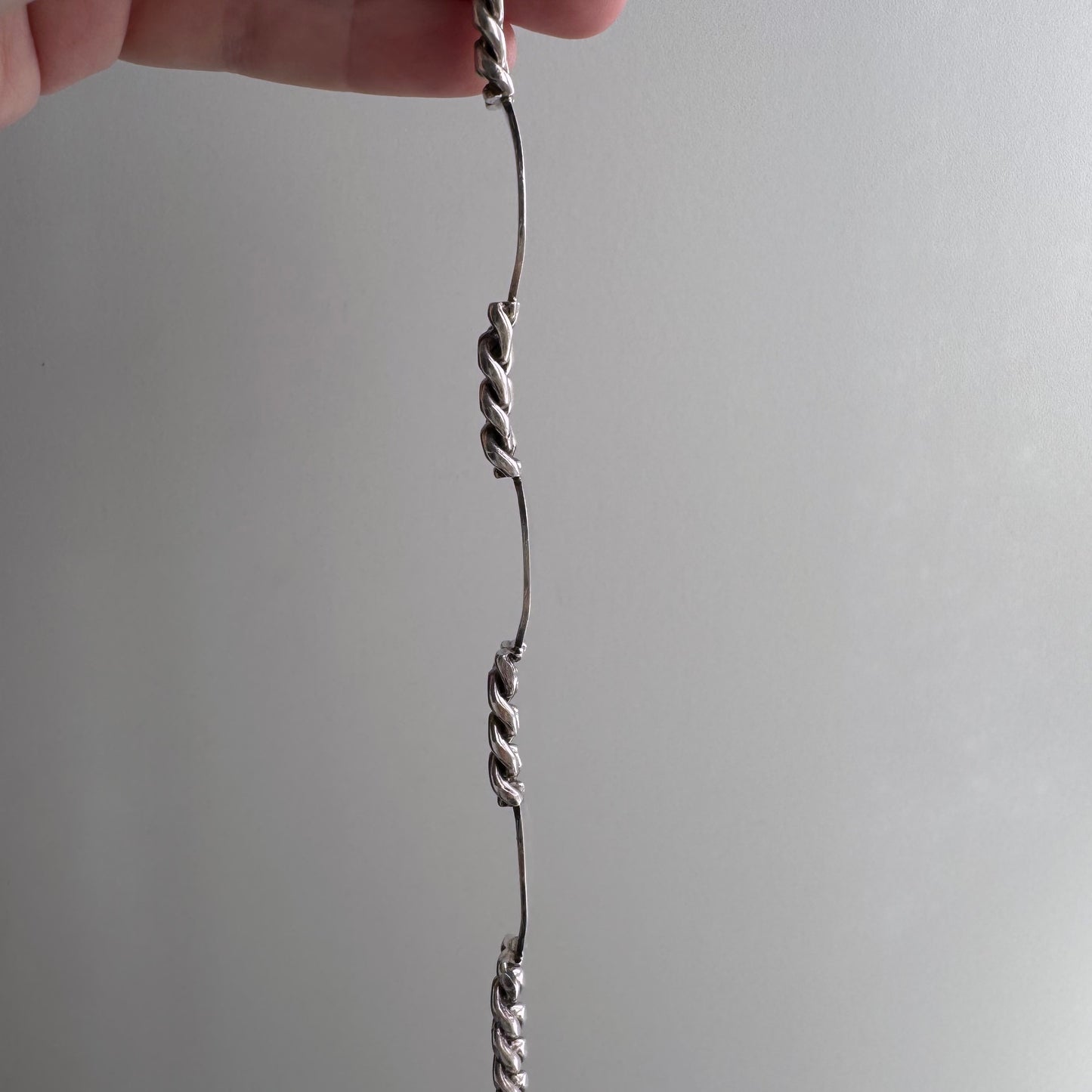 V I N T A G E // possibility trilogy / sterling silver Mexican artisan chunky curb ID station bracelet / ~8", 32.2g