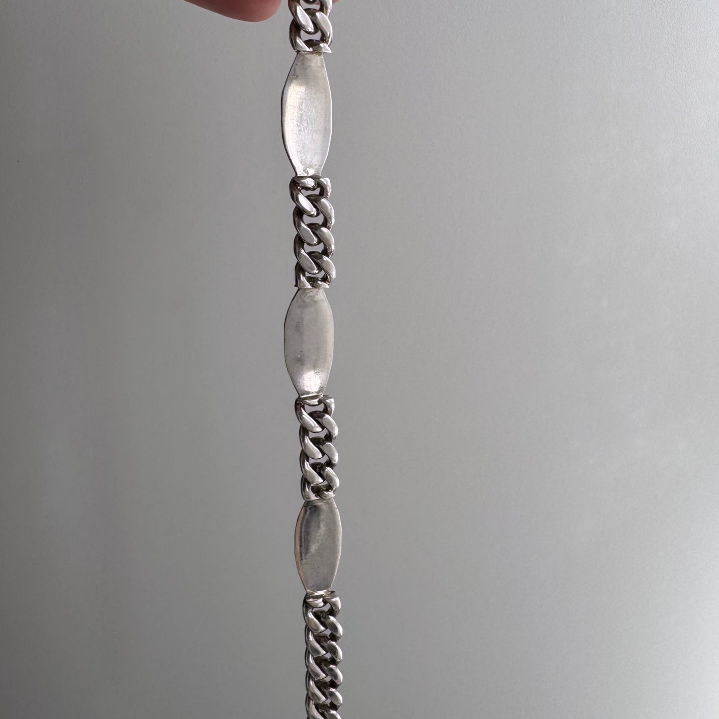 V I N T A G E // possibility trilogy / sterling silver Mexican artisan chunky curb ID station bracelet / ~8", 32.2g