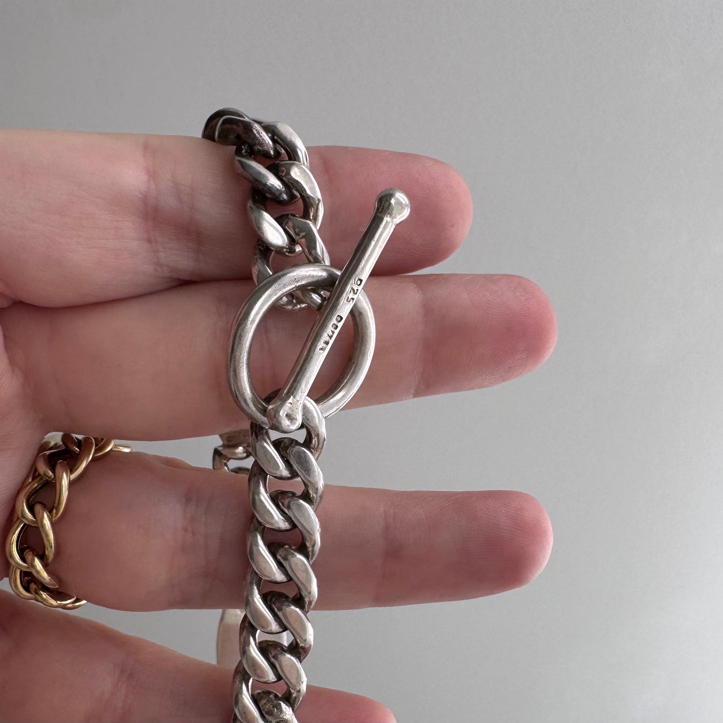 V I N T A G E // possibility trilogy / sterling silver Mexican artisan chunky curb ID station bracelet / ~8", 32.2g