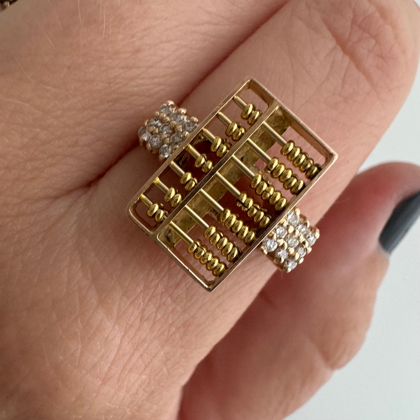 reimagined V I N T A G E // tiny calculations / 14k and diamond abacus ring / size 8