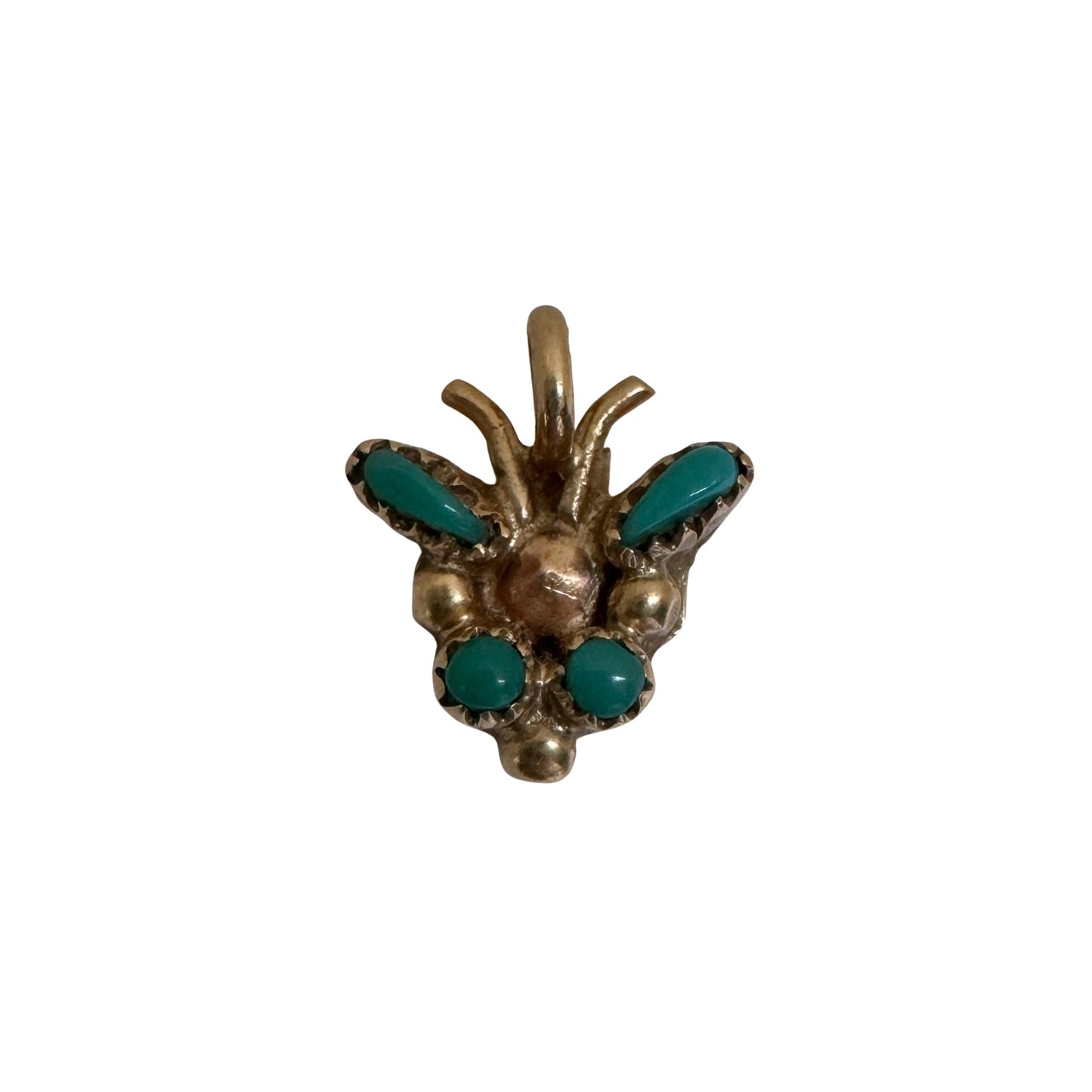V I N T A G E // metamorphosis / 14k and turquoise teeny tiny butterfly / a pendant