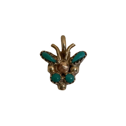 V I N T A G E // metamorphosis / 14k and turquoise teeny tiny butterfly / a pendant