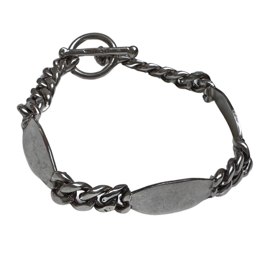 V I N T A G E // possibility trilogy / sterling silver Mexican artisan chunky curb ID station bracelet / ~8", 32.2g