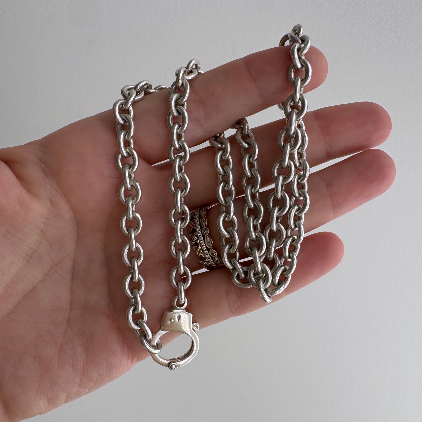 reimagined V I N T A G E // handcuff clasp / re-worked sterling silver cable chain / 19", 39.1g