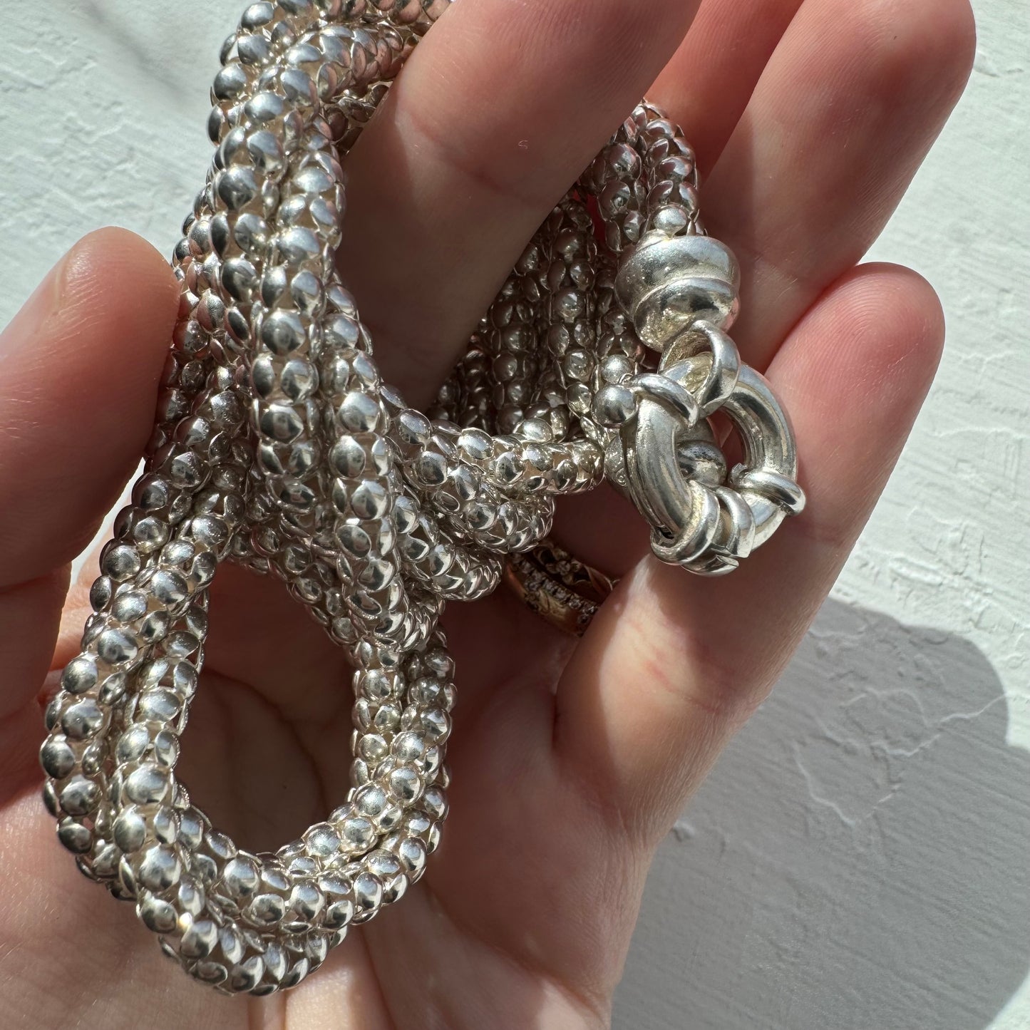 P R E - L O V E D // twisty delight / sterling silver twisted popcorn chain necklace / 19", 41g