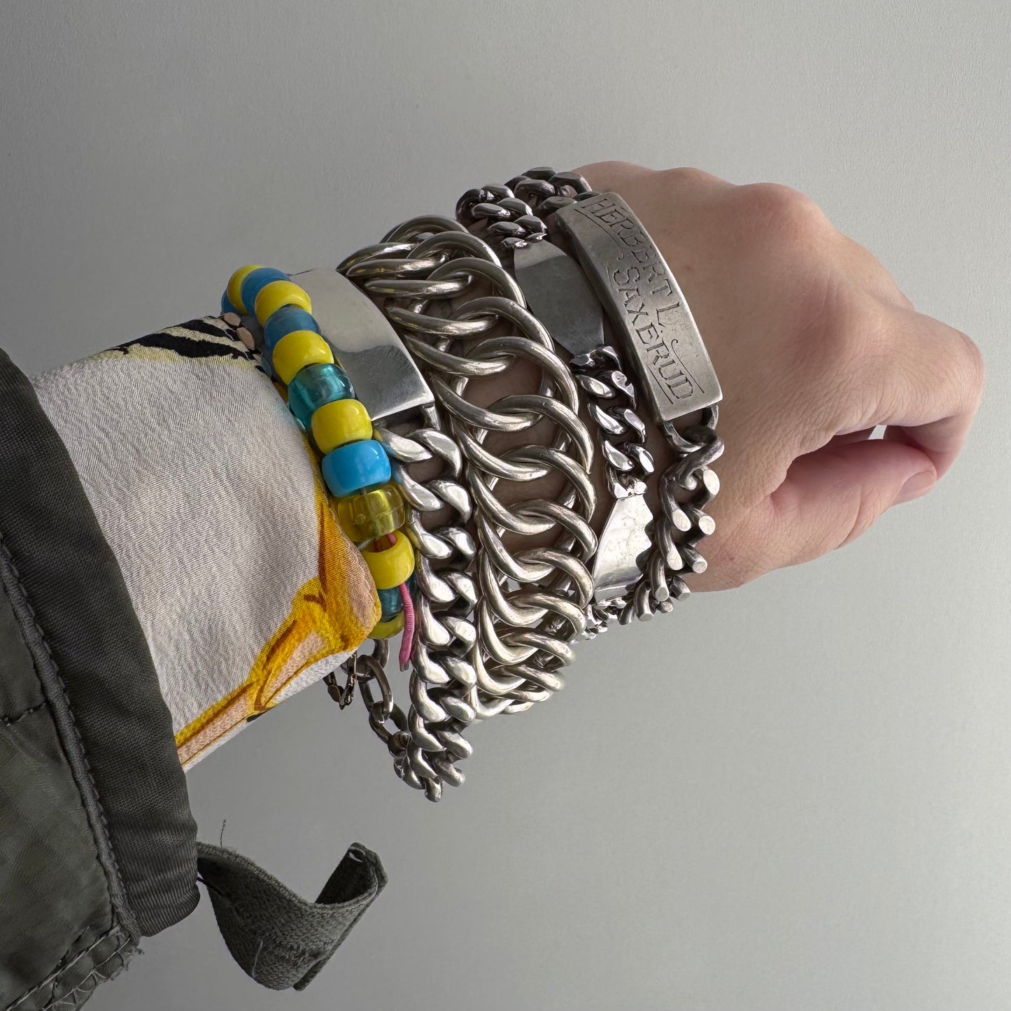 V I N T A G E // possibility trilogy / sterling silver Mexican artisan chunky curb ID station bracelet / ~8", 32.2g