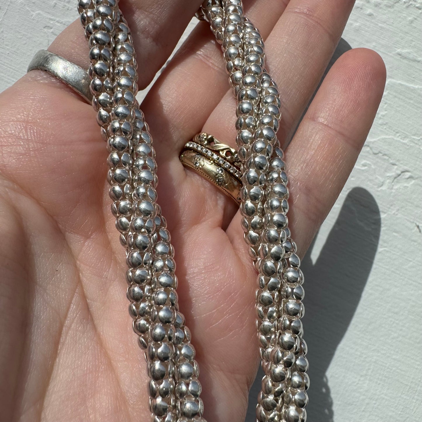 P R E - L O V E D // twisty delight / sterling silver twisted popcorn chain necklace / 19", 41g