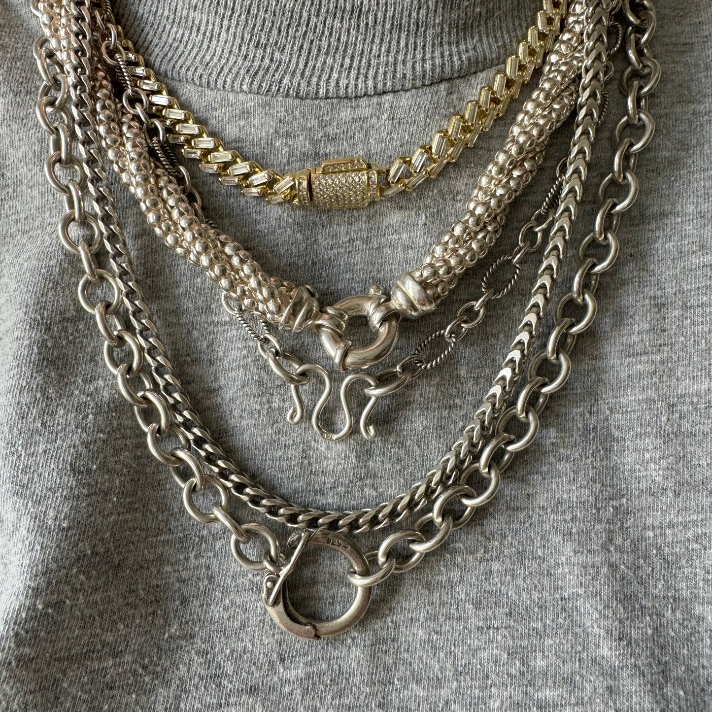 V I N T A G E // roped trombone / sterling silver trombone link chain / 18.5", 16g