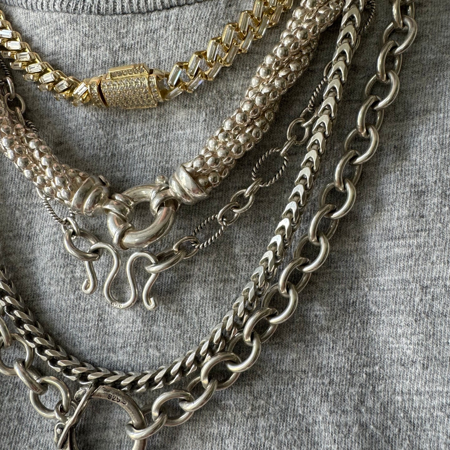 V I N T A G E // roped trombone / sterling silver trombone link chain / 18.5", 16g