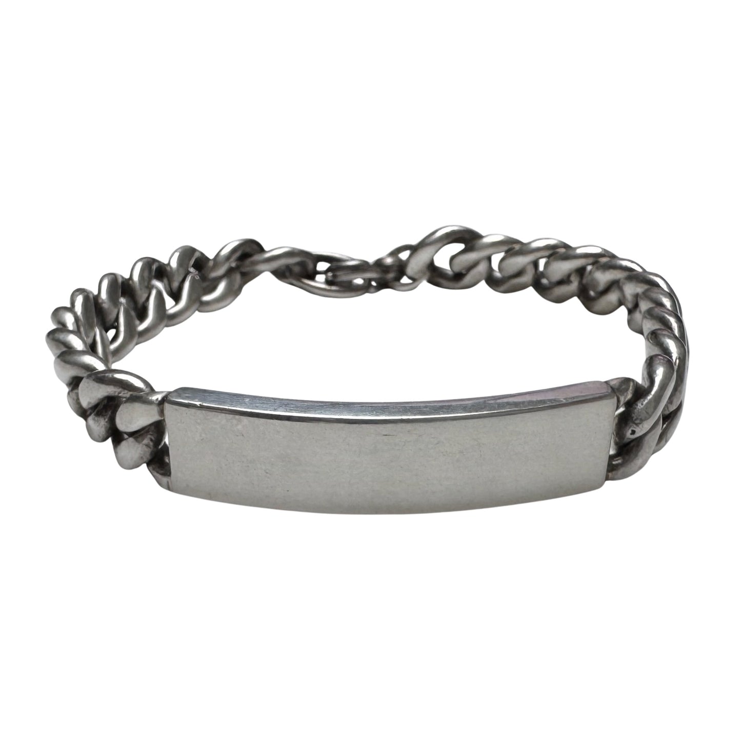 V I N T A G E // blank slate / sterling silver heavy chunky mid century curb chain ID bracelet / 8", 52.5g