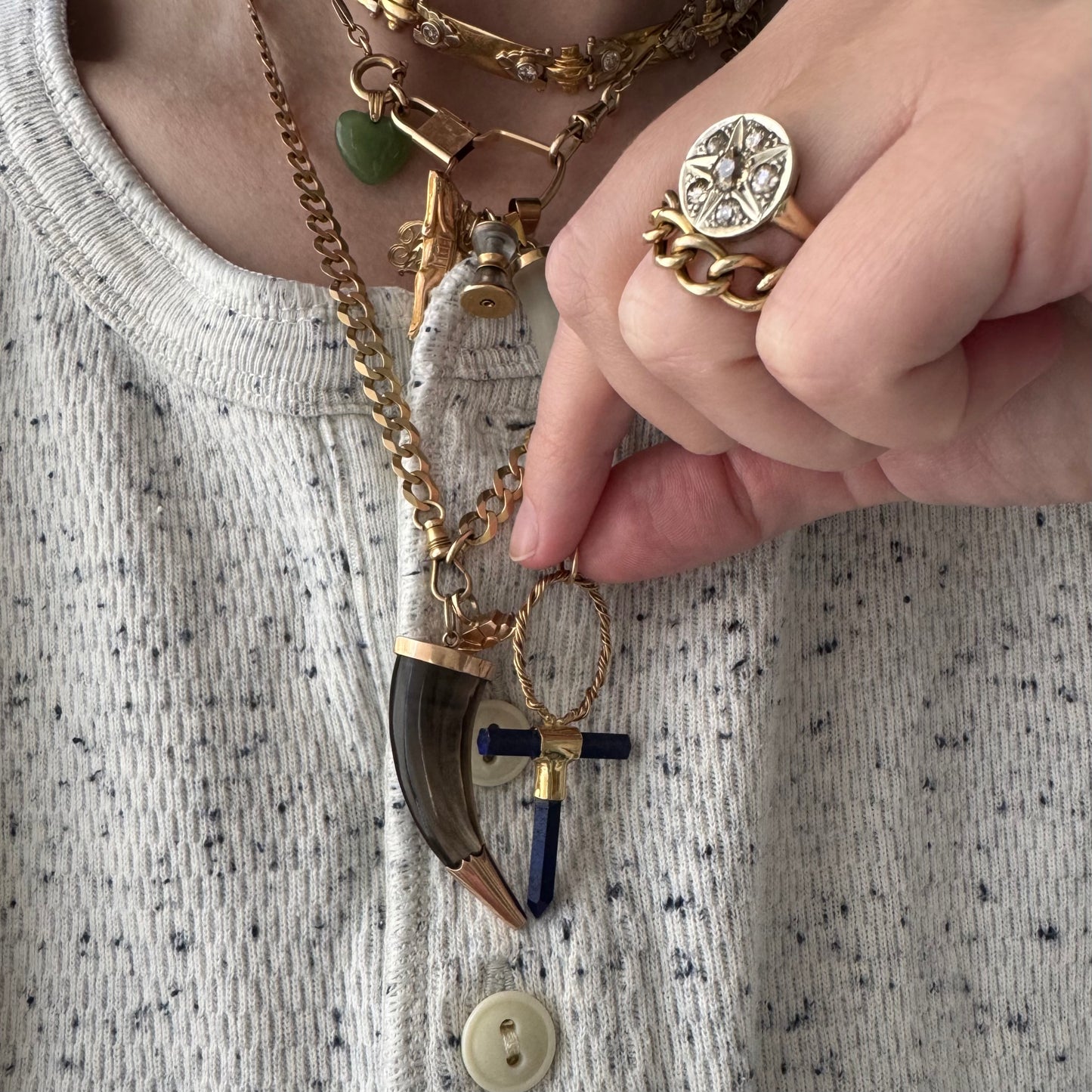 V I N T A G E // life / 14k and lapis lazuli artisan ankh / a pendant