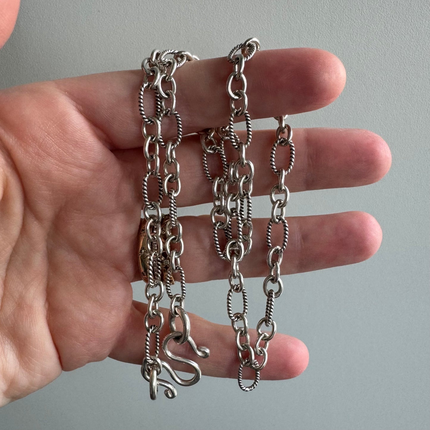 V I N T A G E // roped trombone / sterling silver trombone link chain / 18.5", 16g