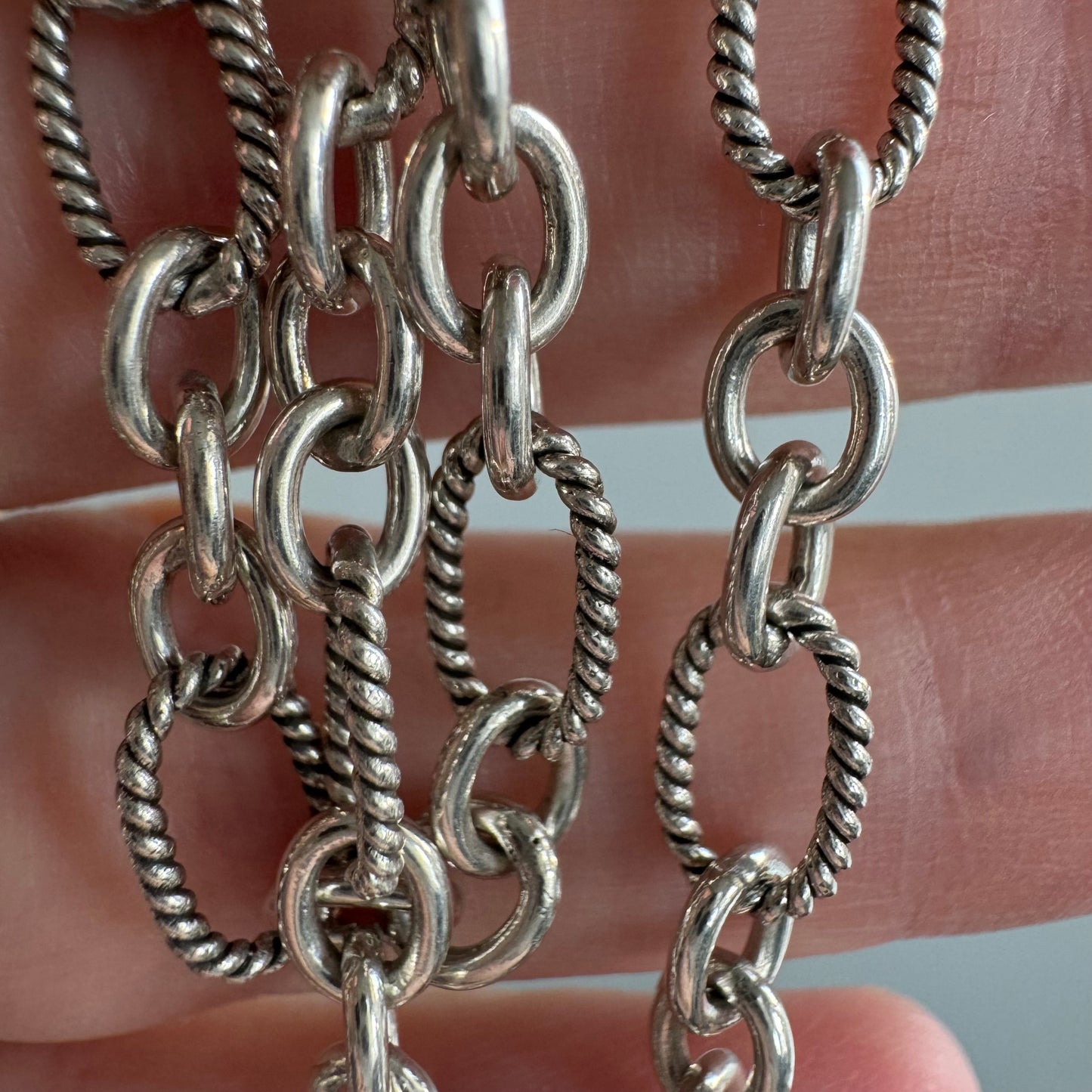 V I N T A G E // roped trombone / sterling silver trombone link chain / 18.5", 16g