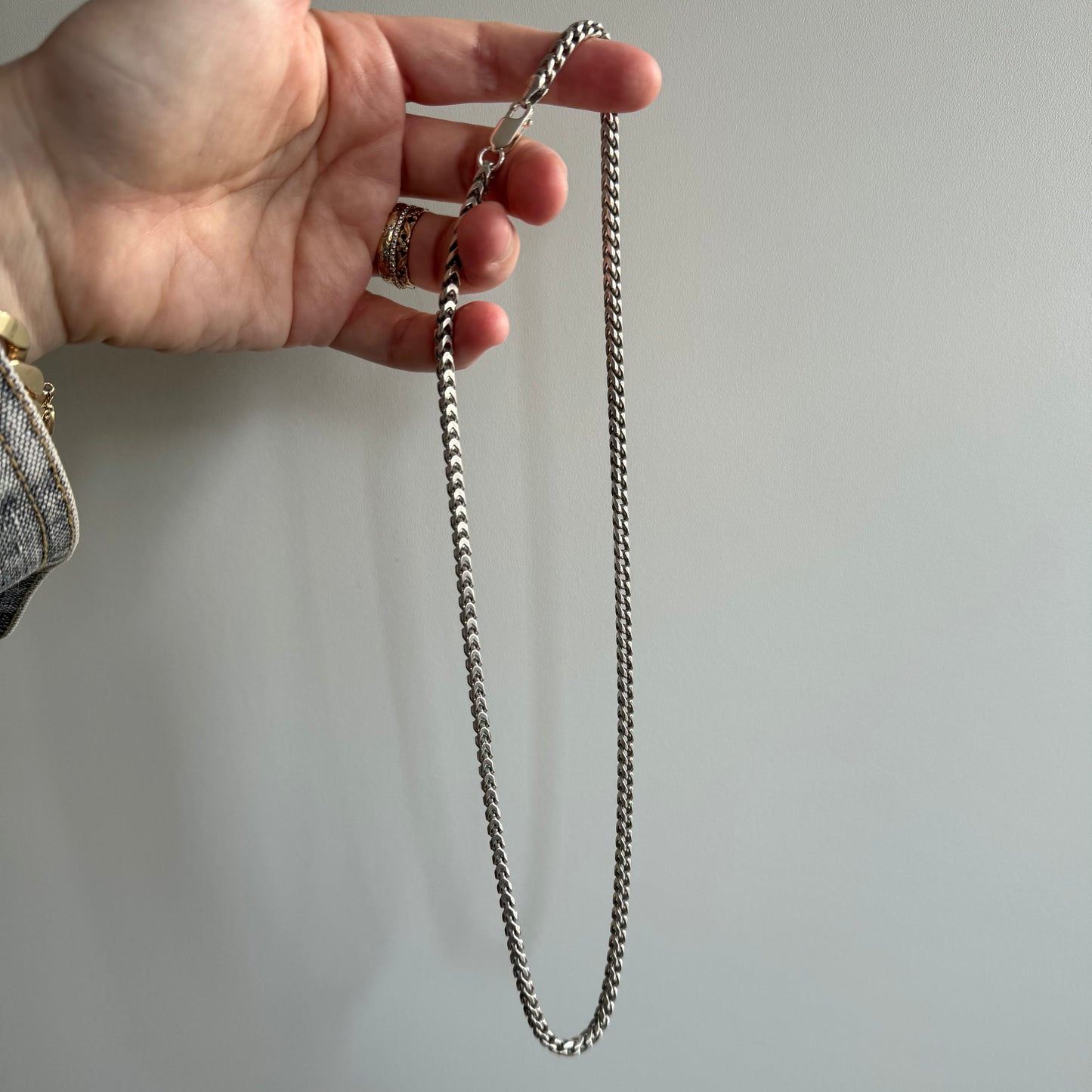 V I N T A G E // box wheat / sterling silver square wheat chain / 20.25", 32g