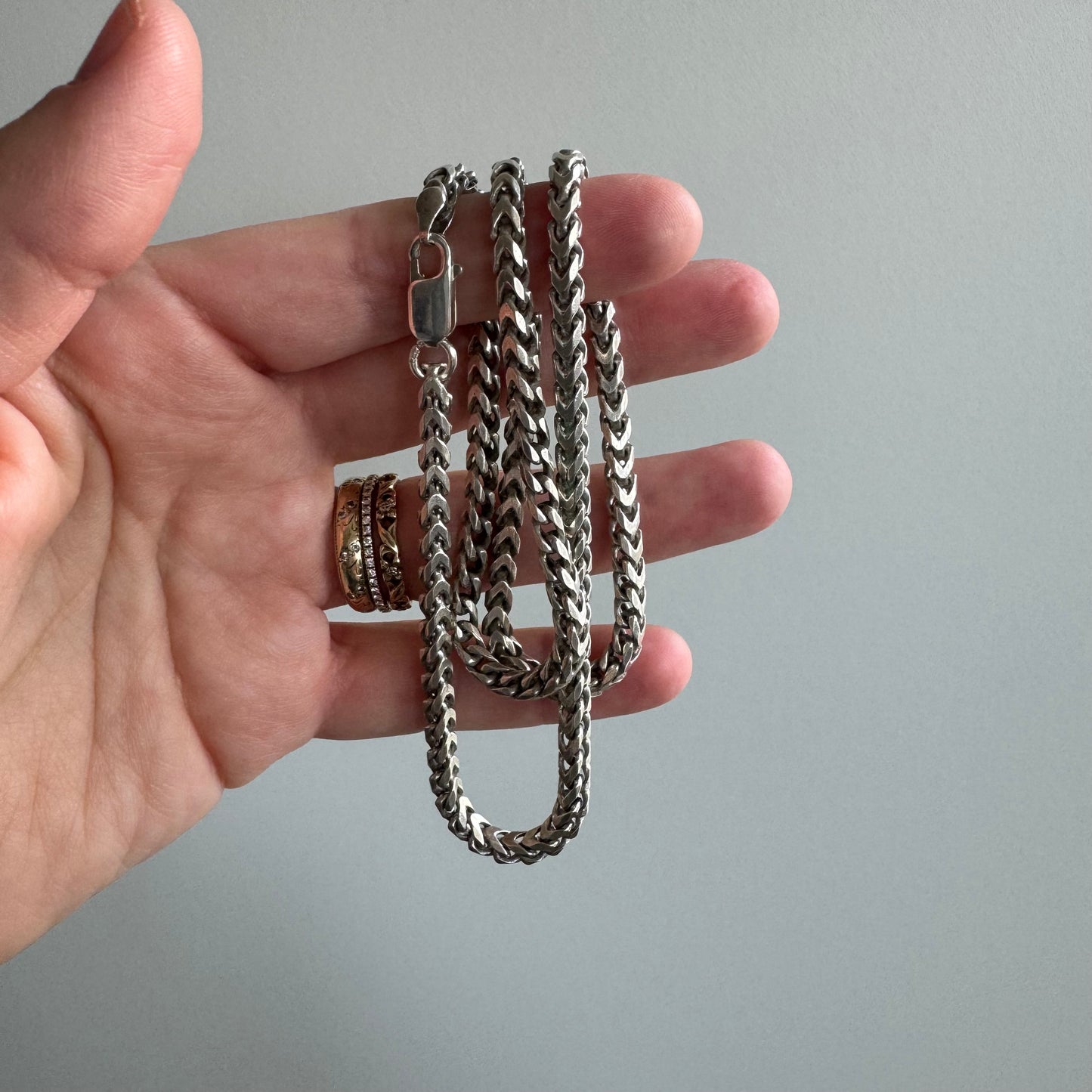 V I N T A G E // box wheat / sterling silver square wheat chain / 20.25", 32g