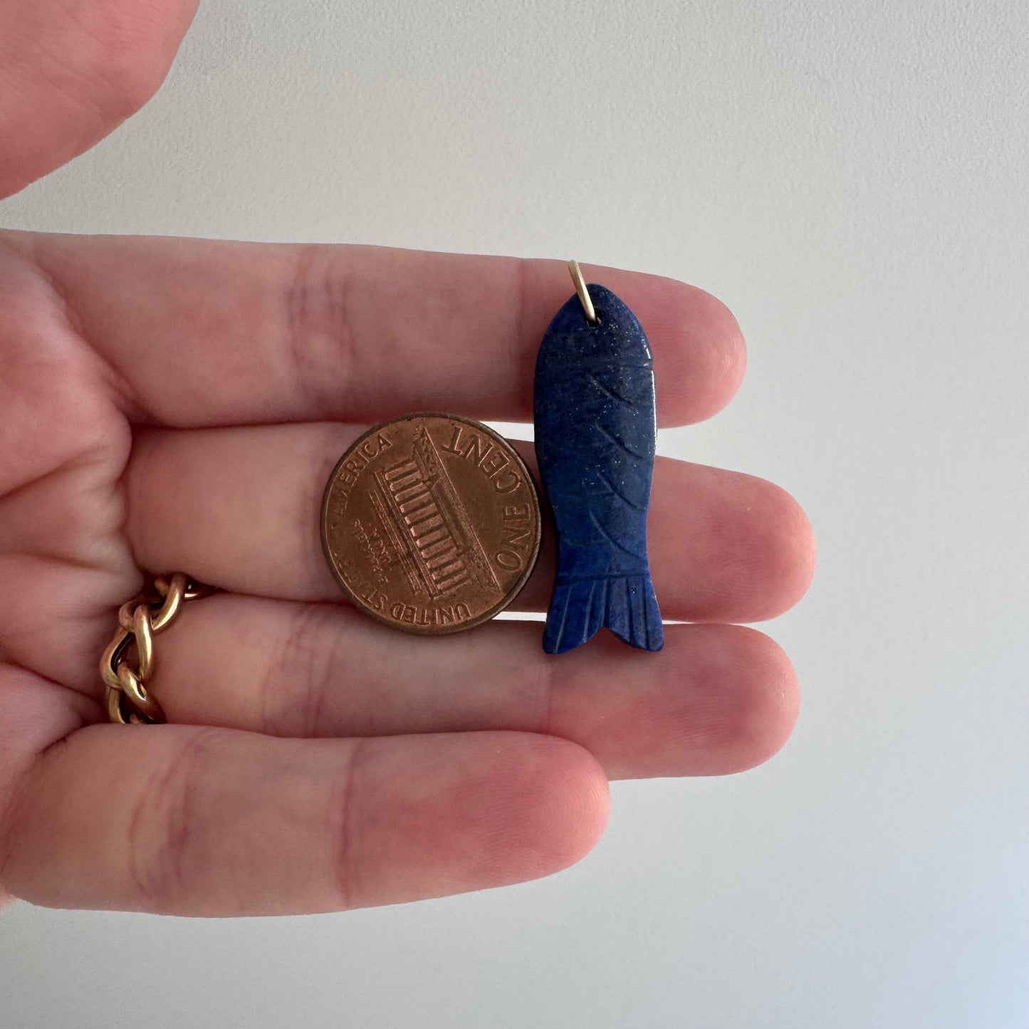 V I N T A G E // sweetest fish / carved lapis lazuli fish with 10k bail / a pendant