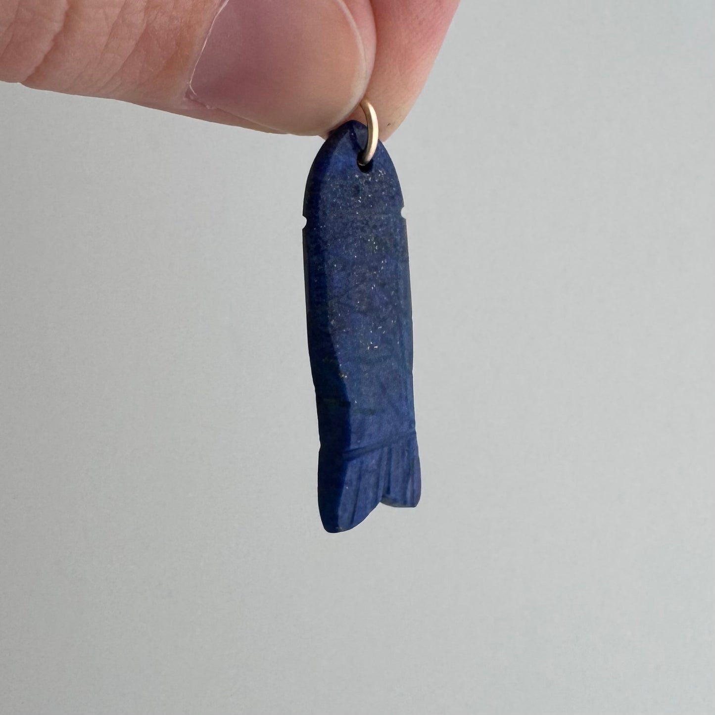 V I N T A G E // sweetest fish / carved lapis lazuli fish with 10k bail / a pendant