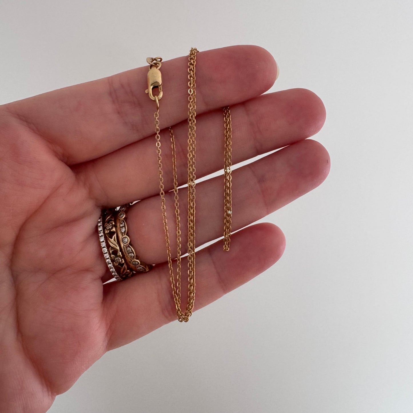 V I N T A G E // dainty cable / 14k yellow gold dainty 0.8mm cable chain necklace / 16.25", 1.4g