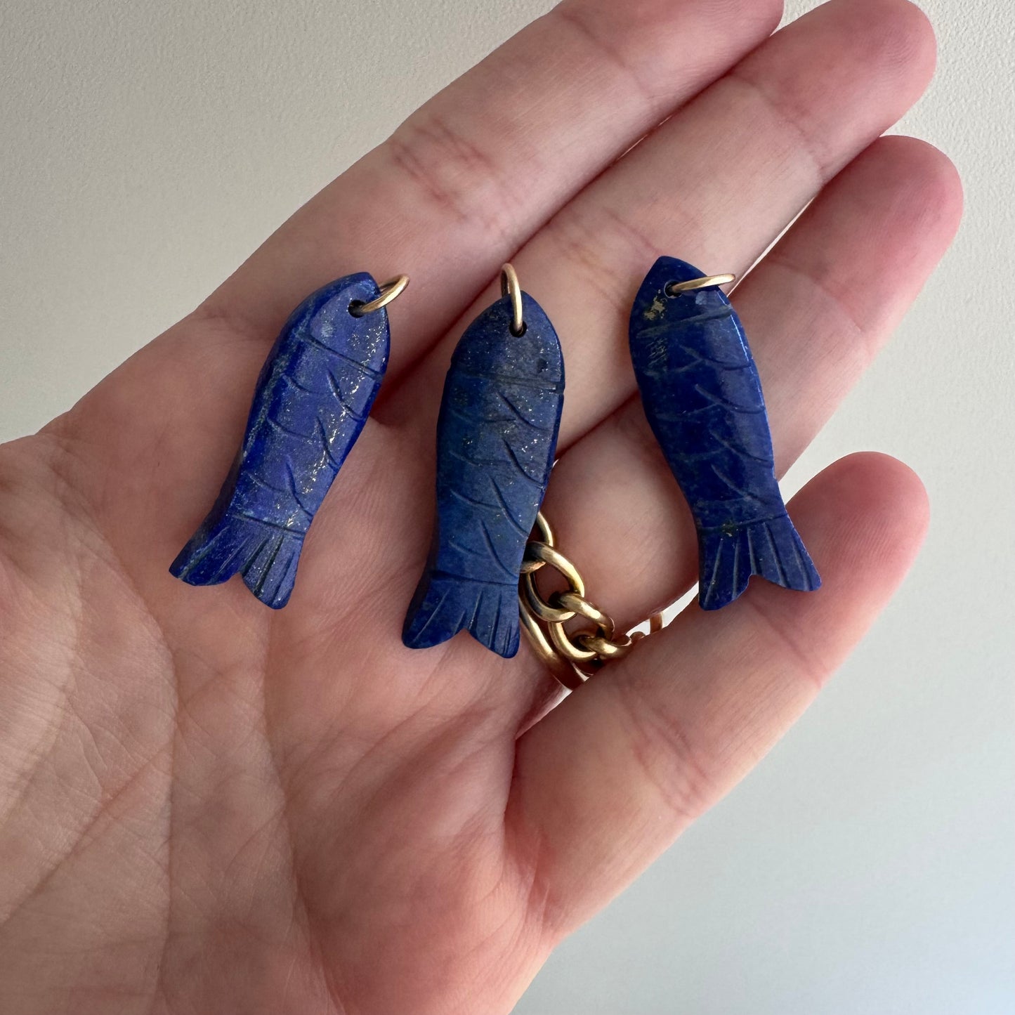 V I N T A G E // sweetest fish / carved lapis lazuli fish with 10k bail / a pendant