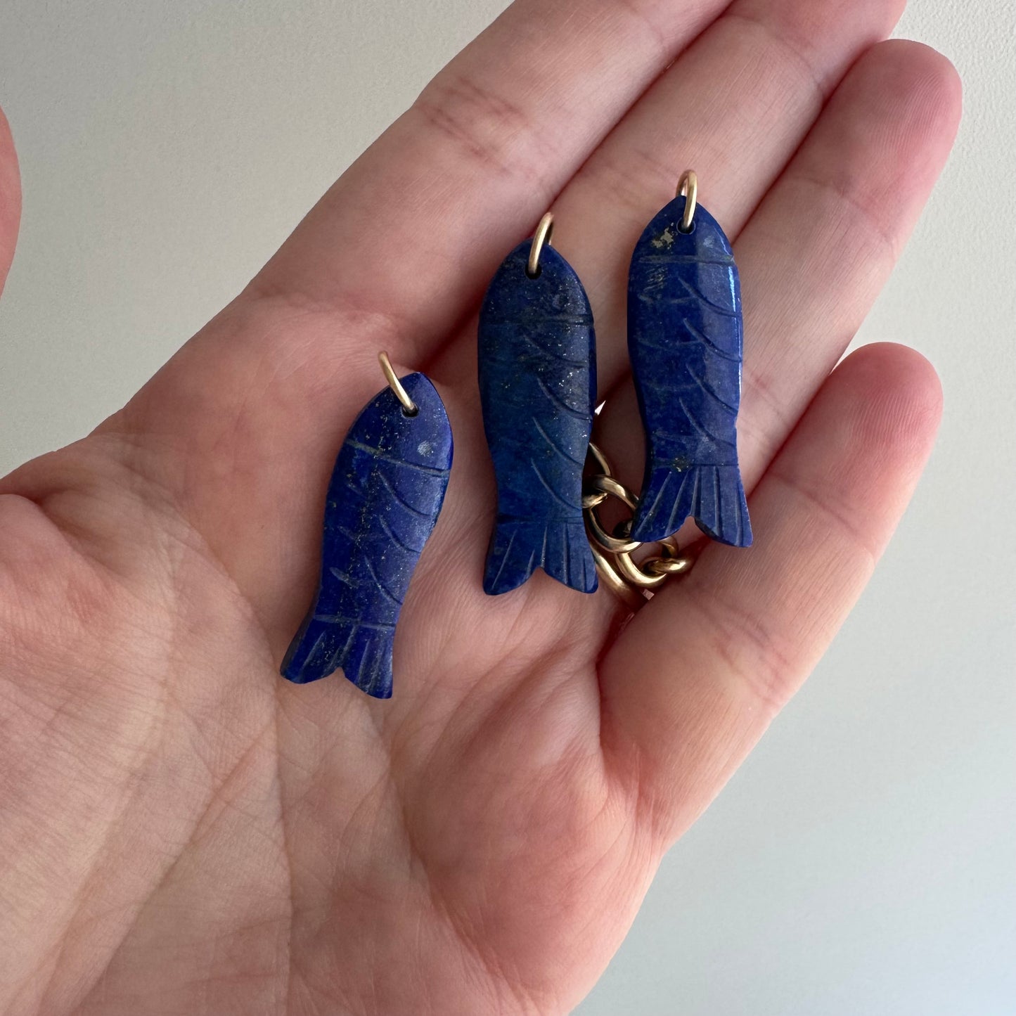 V I N T A G E // sweetest fish / carved lapis lazuli fish with 10k bail / a pendant