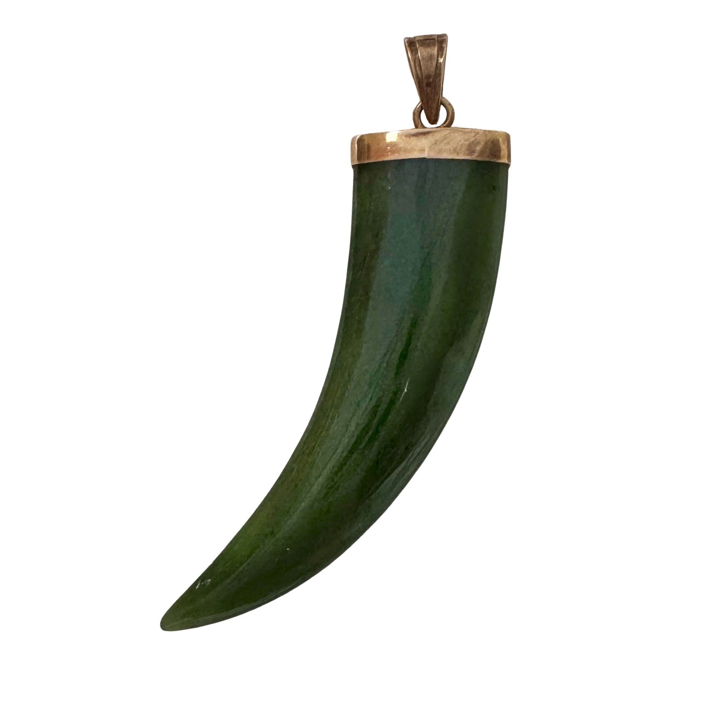V I N T A G E // enviable tusk / 14k and green jade tusk or talon shaped pendant