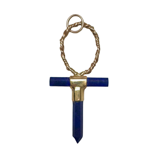 V I N T A G E // life / 14k and lapis lazuli artisan ankh / a pendant
