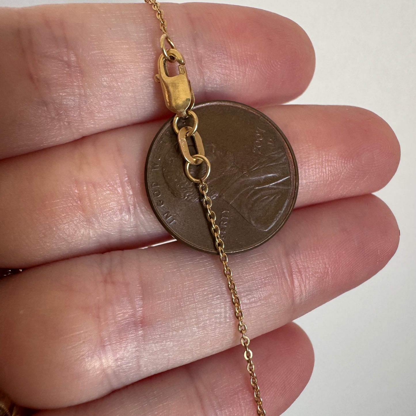 V I N T A G E // dainty cable / 14k yellow gold dainty 0.8mm cable chain necklace / 16.25", 1.4g