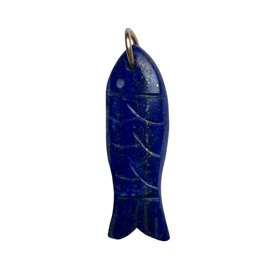 V I N T A G E // sweetest fish / carved lapis lazuli fish with 10k bail / a pendant