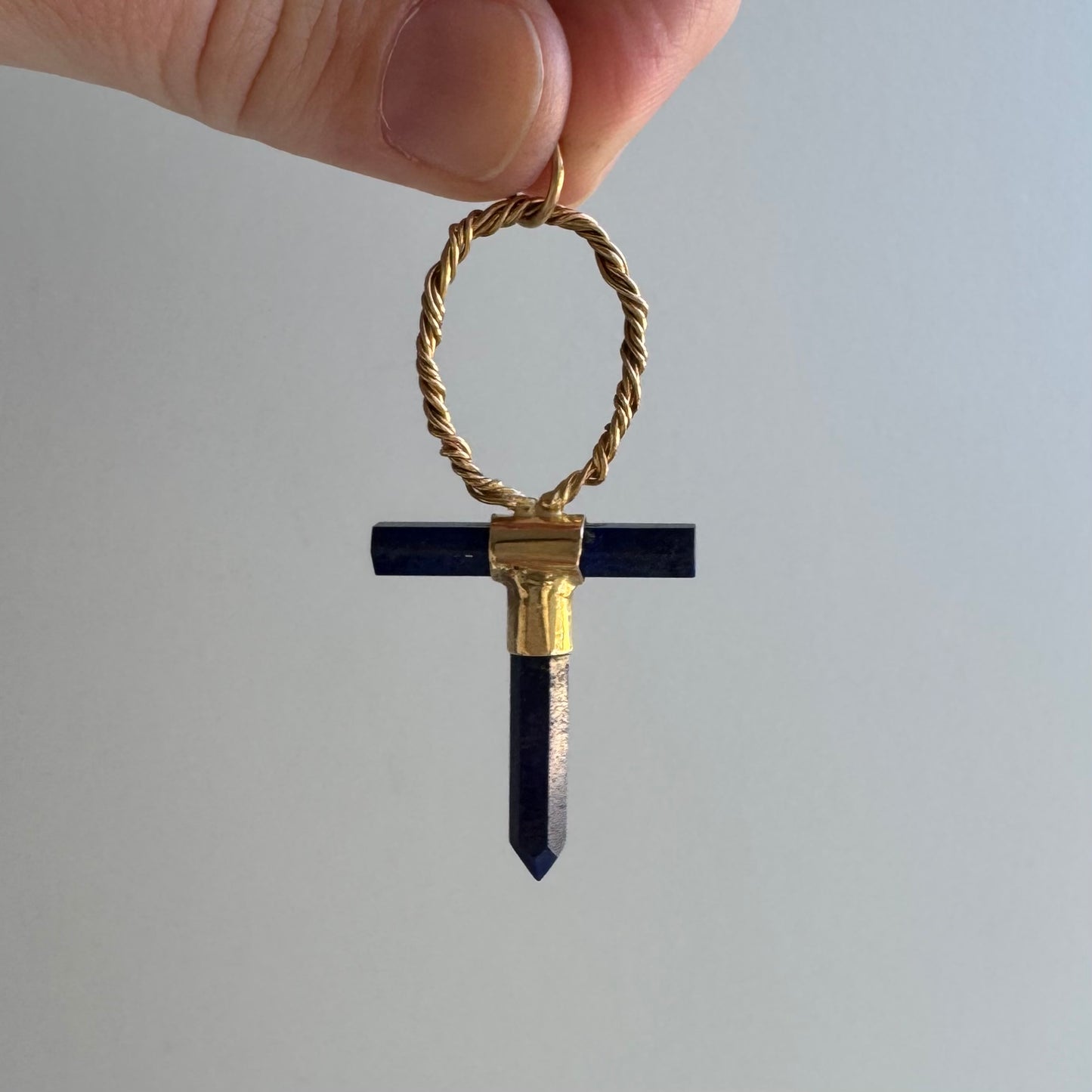 V I N T A G E // life / 14k and lapis lazuli artisan ankh / a pendant