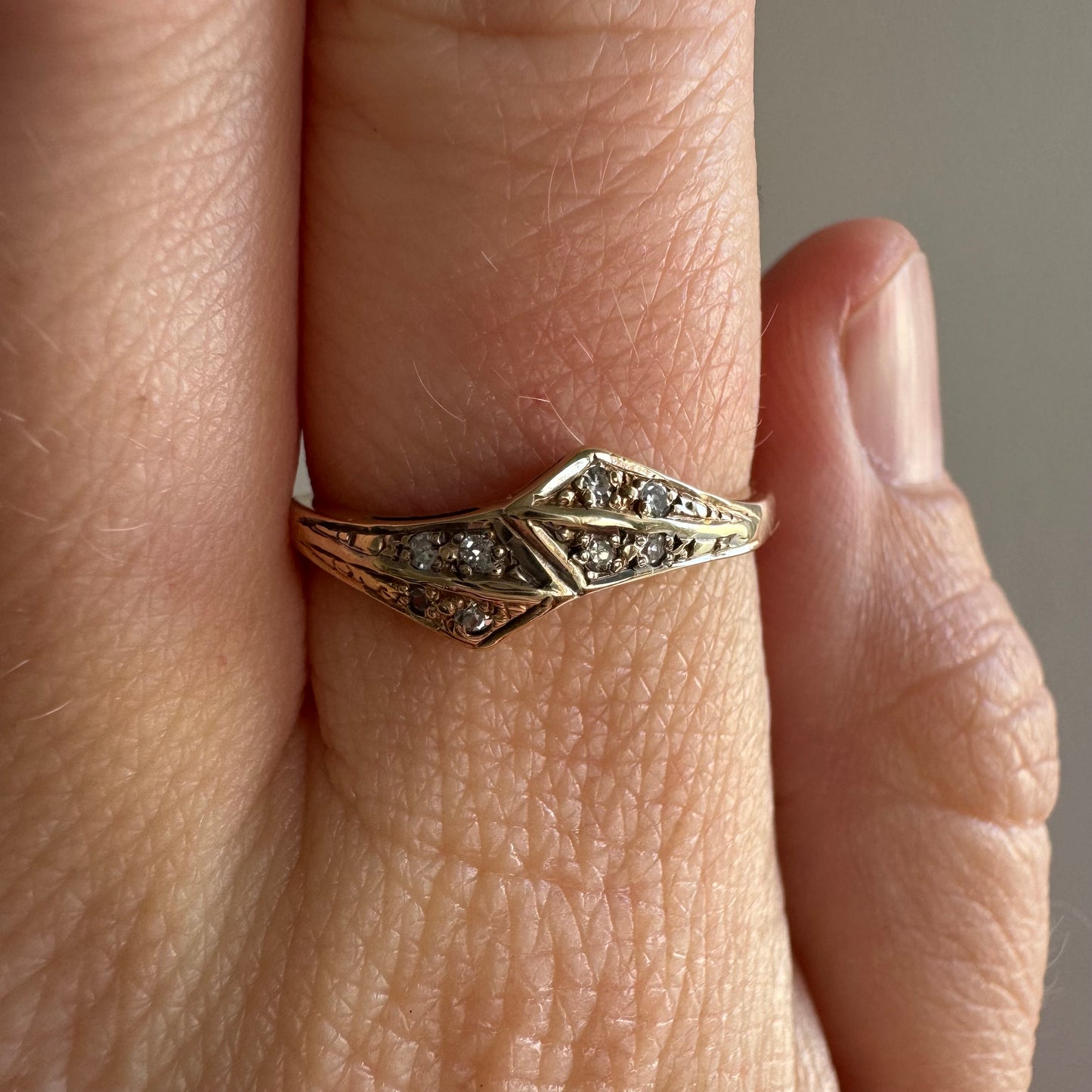 P R E - L O V E D // subtle serpents / 9k and diamond snake bypass ring / size 6.75