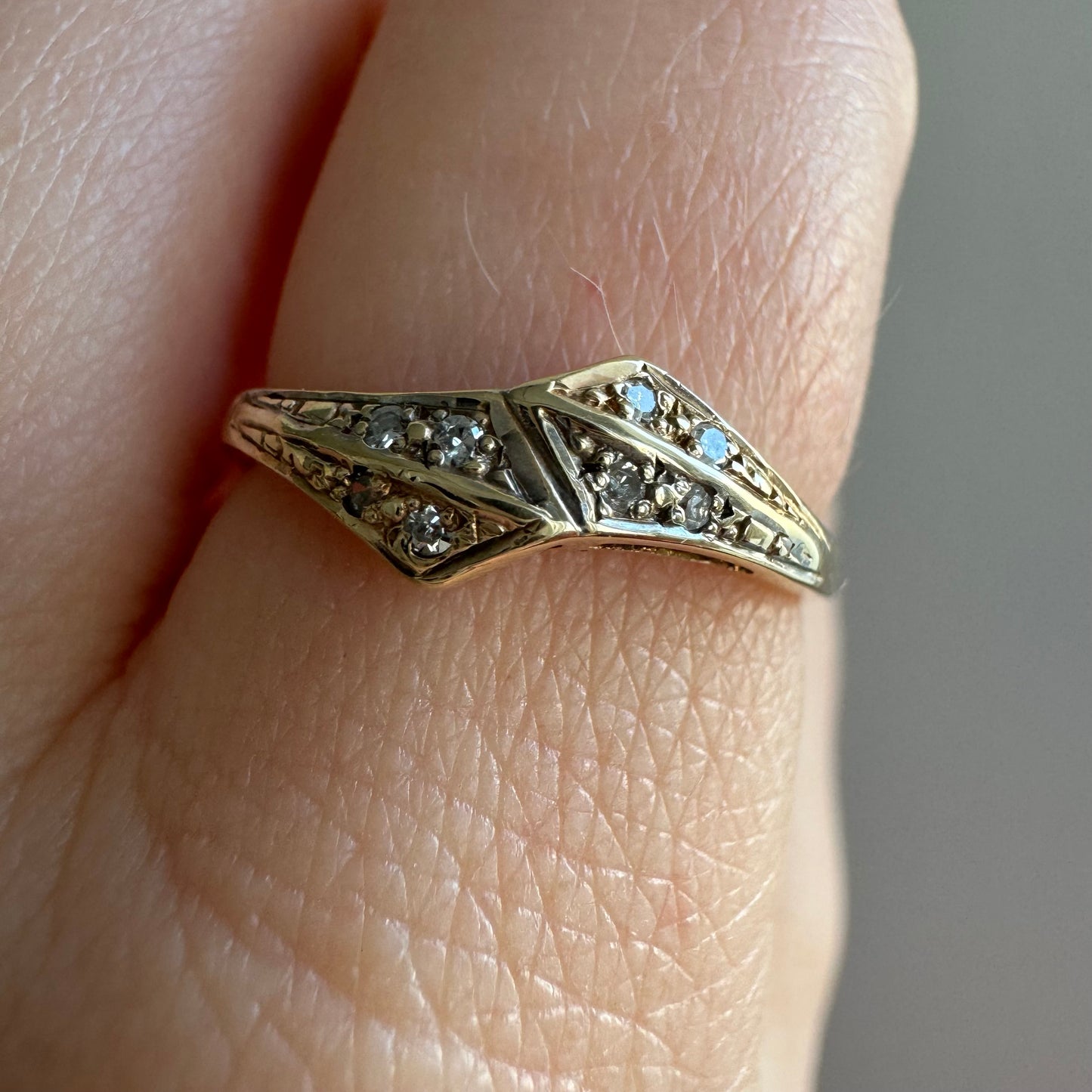 P R E - L O V E D // subtle serpents / 9k and diamond snake bypass ring / size 6.75